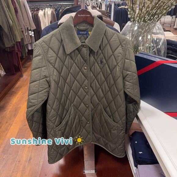 NWT Ralph Lauren Polo Women's Quilted Barn Jacket Large Green